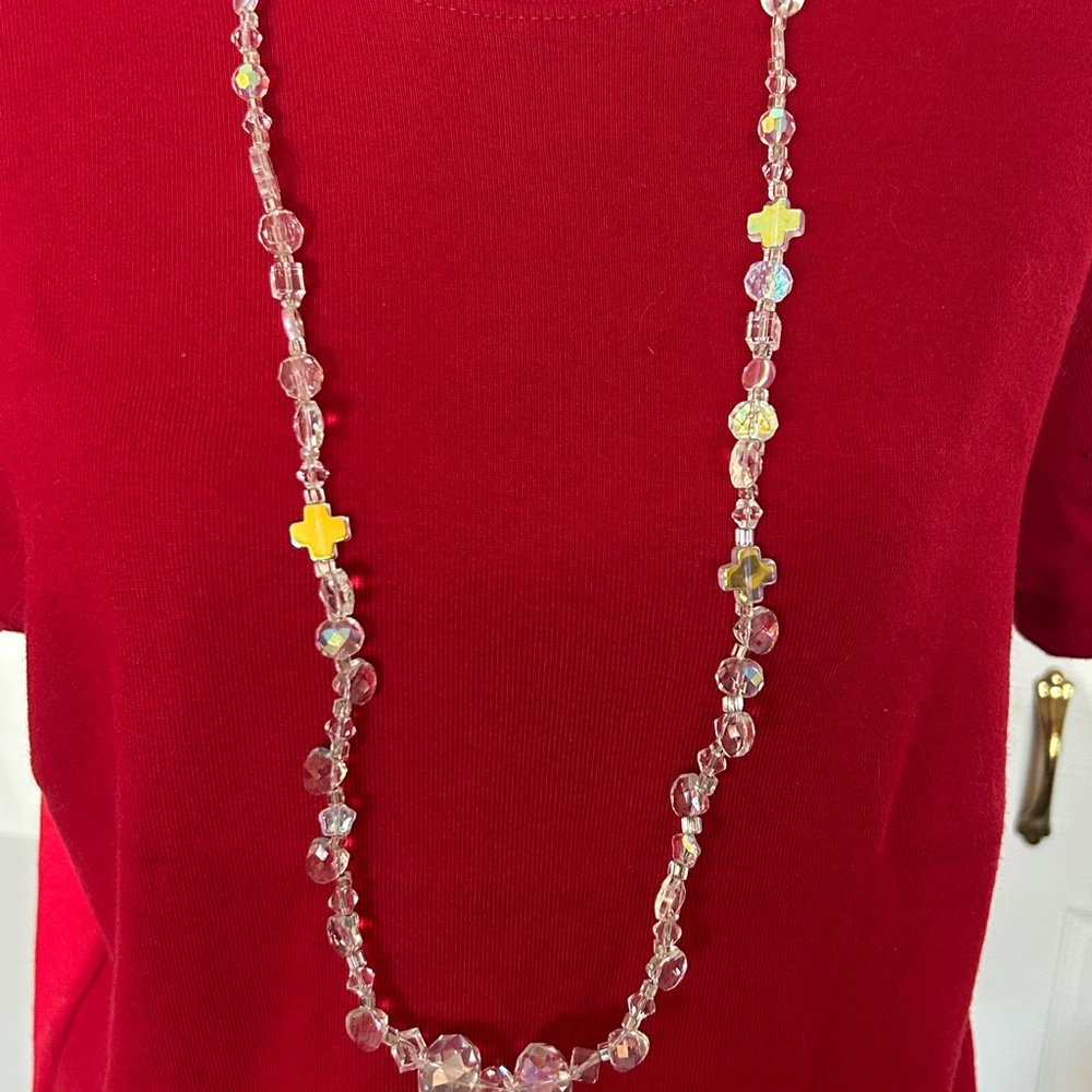 Artisan Clear Iridescent Crystal Necklace